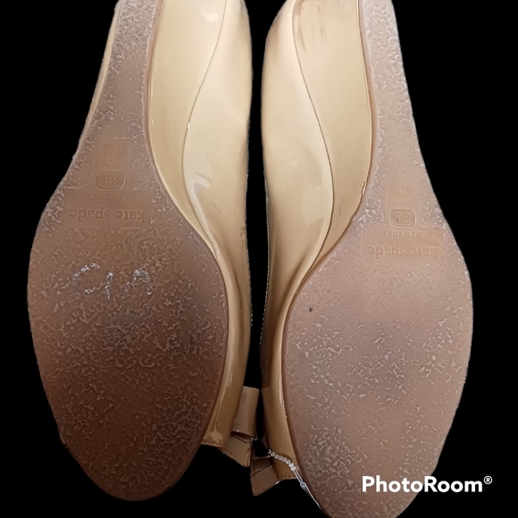 Kate Spade Beige/Caramel Leather Womens Theresa Open Toe Wedge Pumps Siz… - Picture 4 of 14